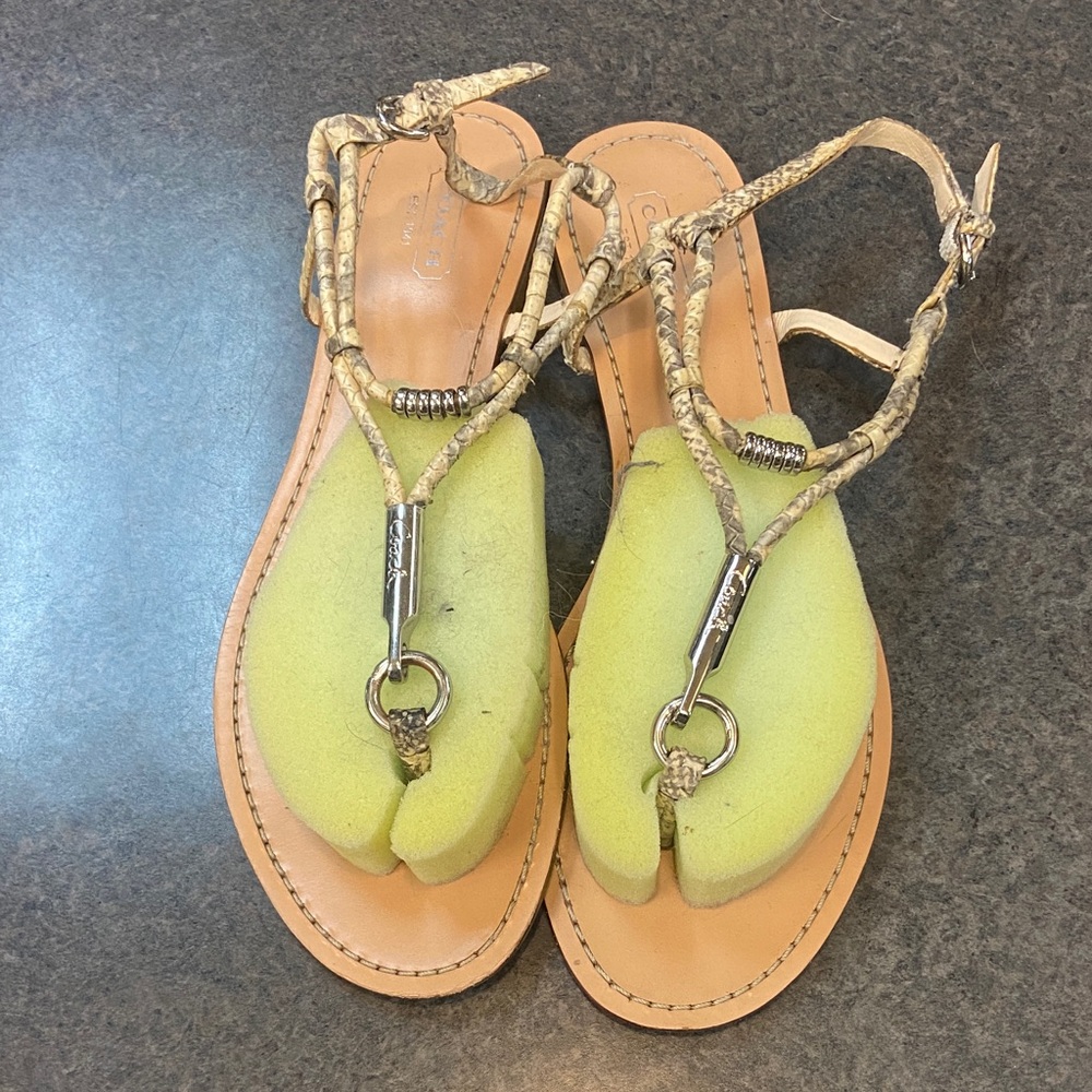 Coach Beige Python Print Sandals - image 1